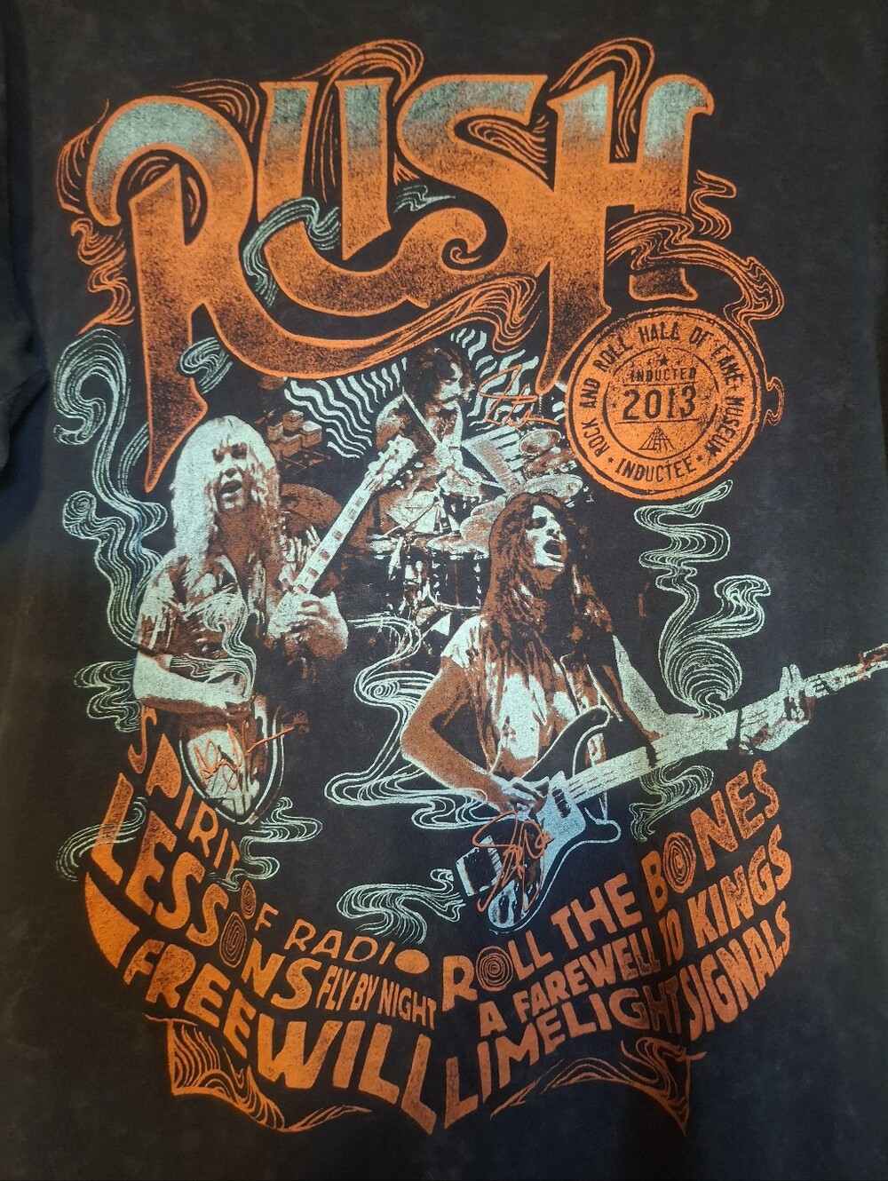 RUSH Short Sleeve Tee - Black with Orange & Teal Print